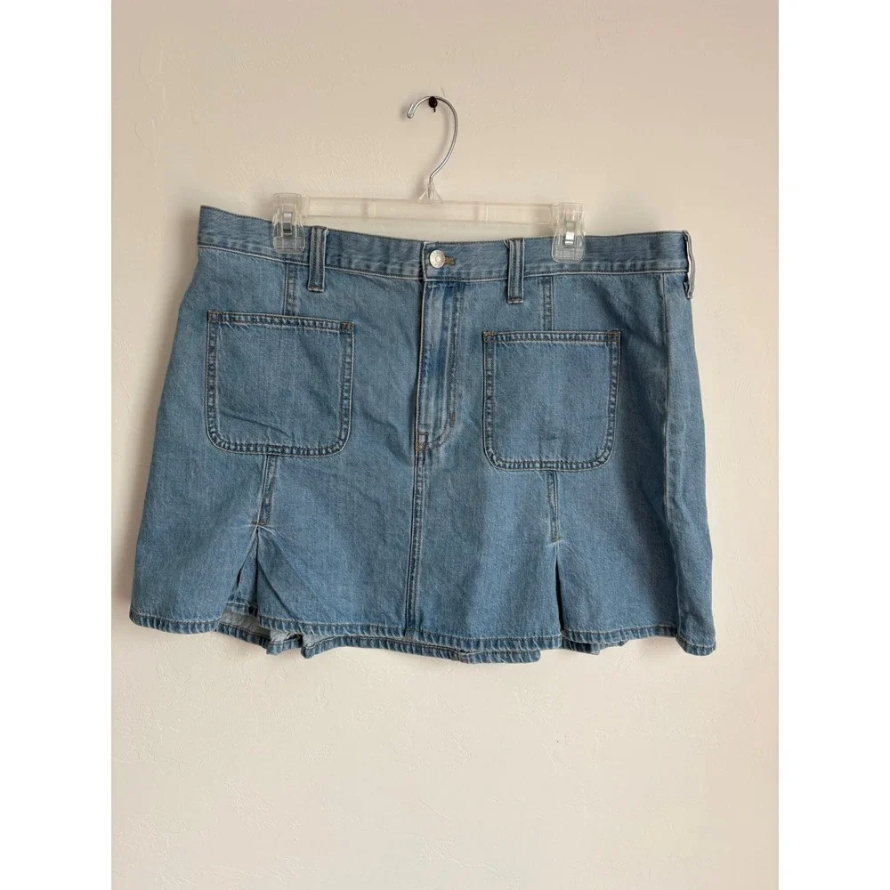 Madewell Denim Pleated Mini Skirt Girly Preppy Summer Festival Coastal Vacation
